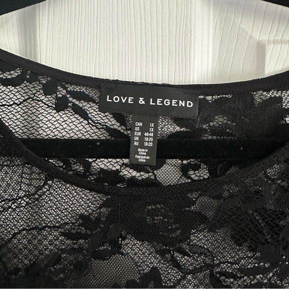 Size 1X Love & Legend Floral Black Lace Long Sleeve Blouse - Picture 4 of 6